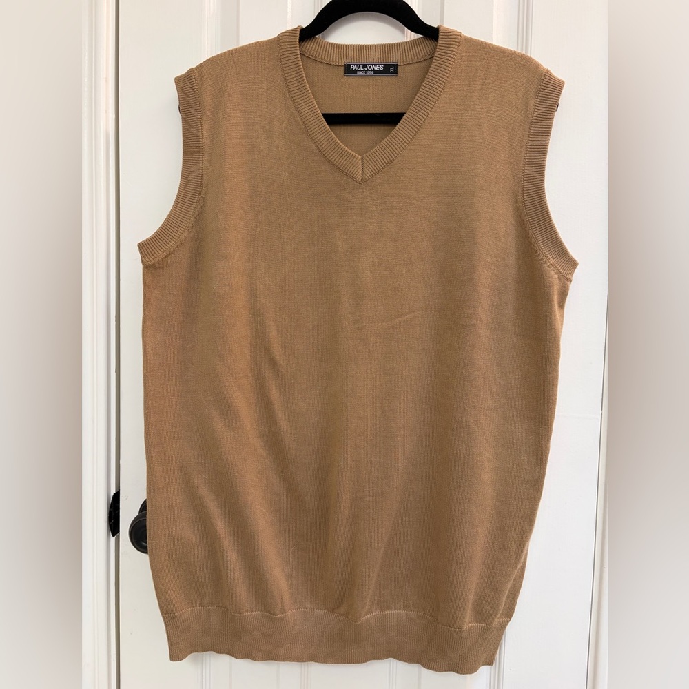 Men's Camel V-Neck Sweater Vest